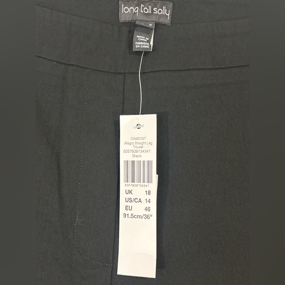 Long Tall Sally Allegro Straight Leg Trousers Tall Black 14 - Picture 4 of 5